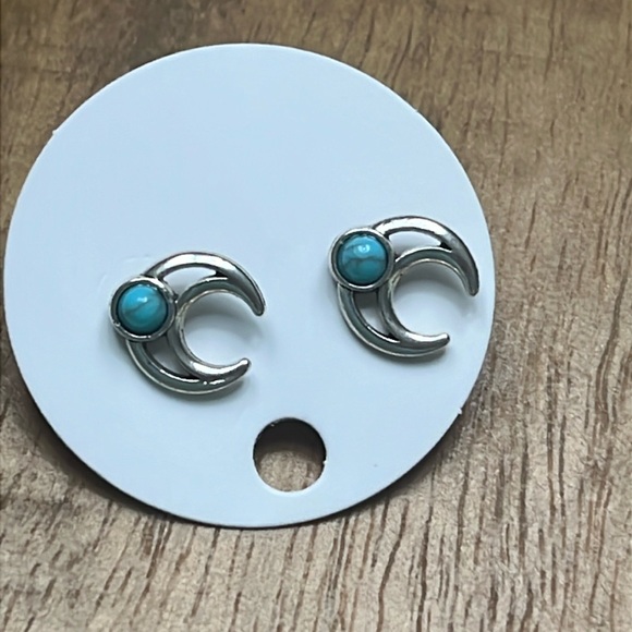 Moon & Turquoise Earrings - Picture 1 of 3